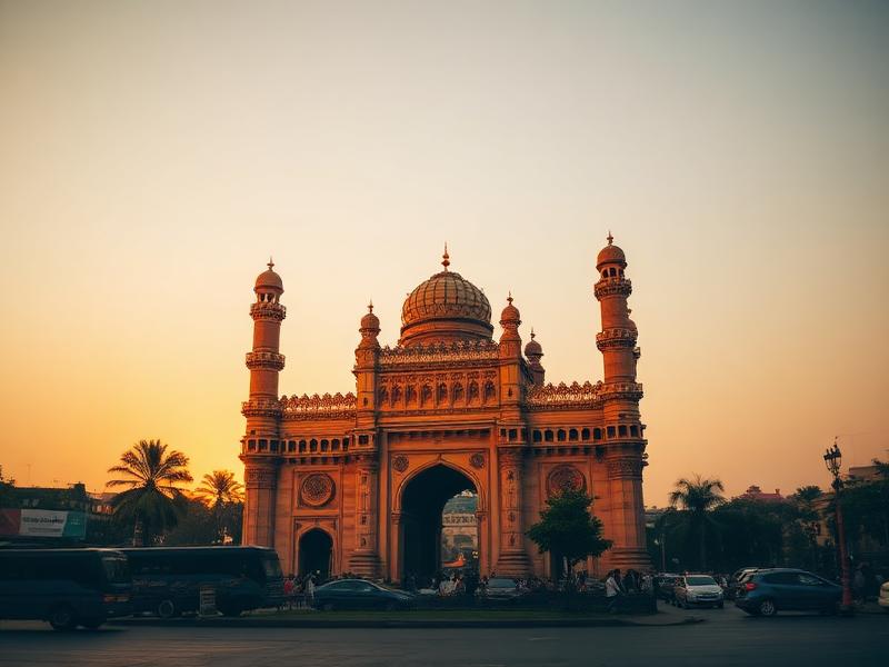 Charminar monument in Hyderabad at golden hour
